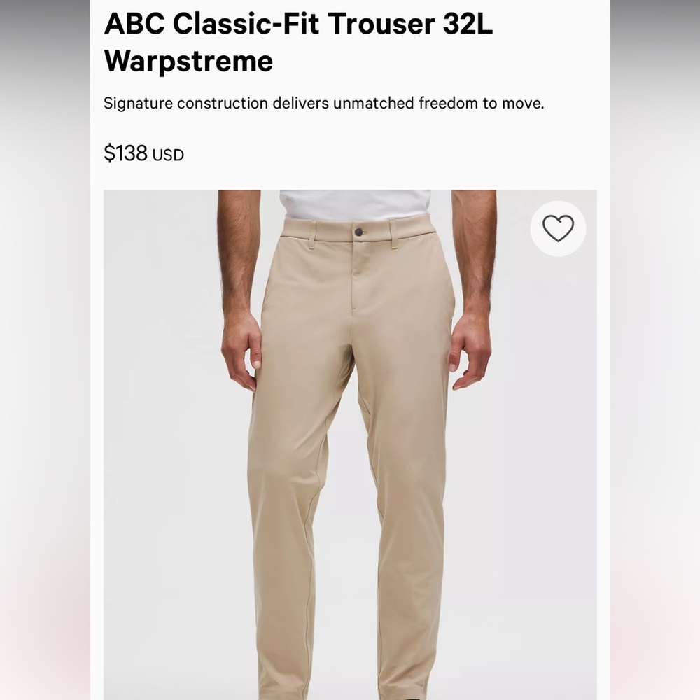 lululemon athletica Men's classic fit trouser